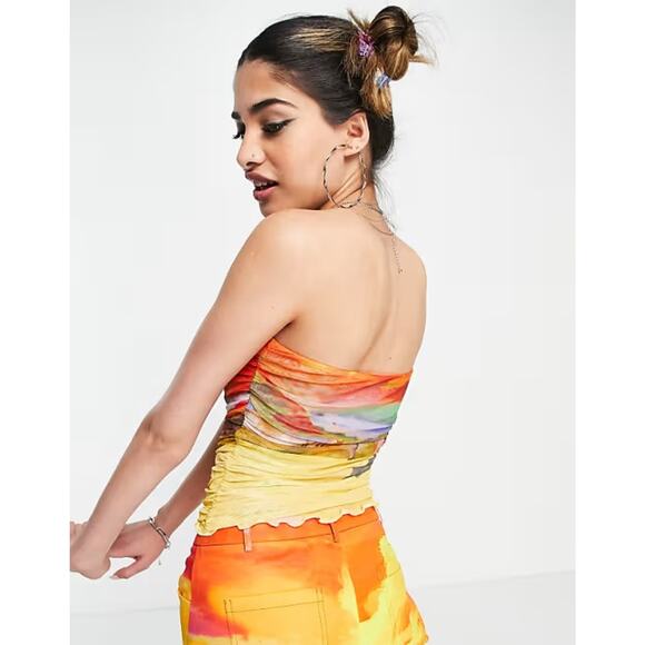 Elsie & Fred Rawhide Cowboy Print Mesh Layered Tube Top Multicolor- M - Picture 5 of 6